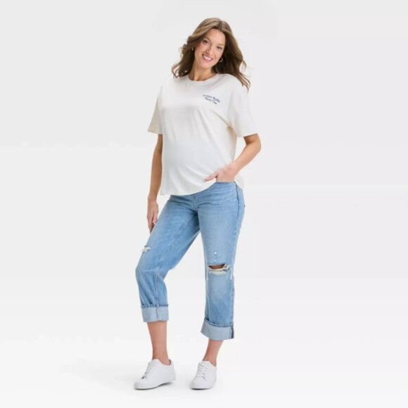 Short Sleeve "Super Mama" Maternity T-Shirt Isabel Maternity Ingrid & Isabel Med - Picture 3 of 3